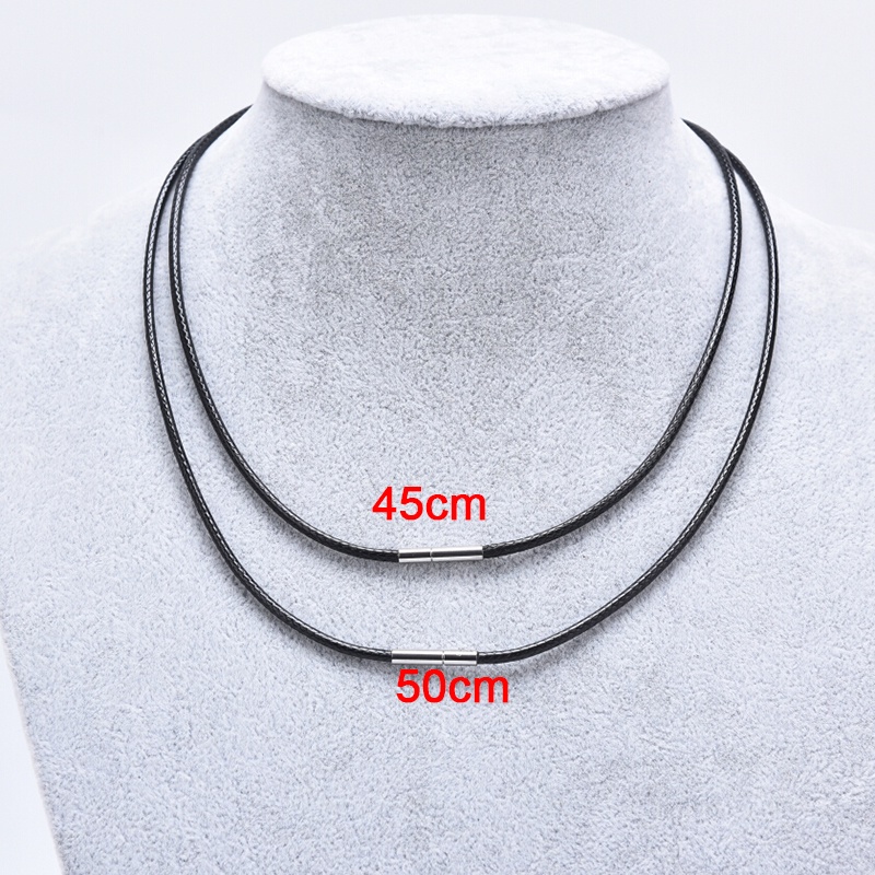 Kalung Choker Bahan Kulit Wax Dengan Gesper Stainless Steel Warna Hitam