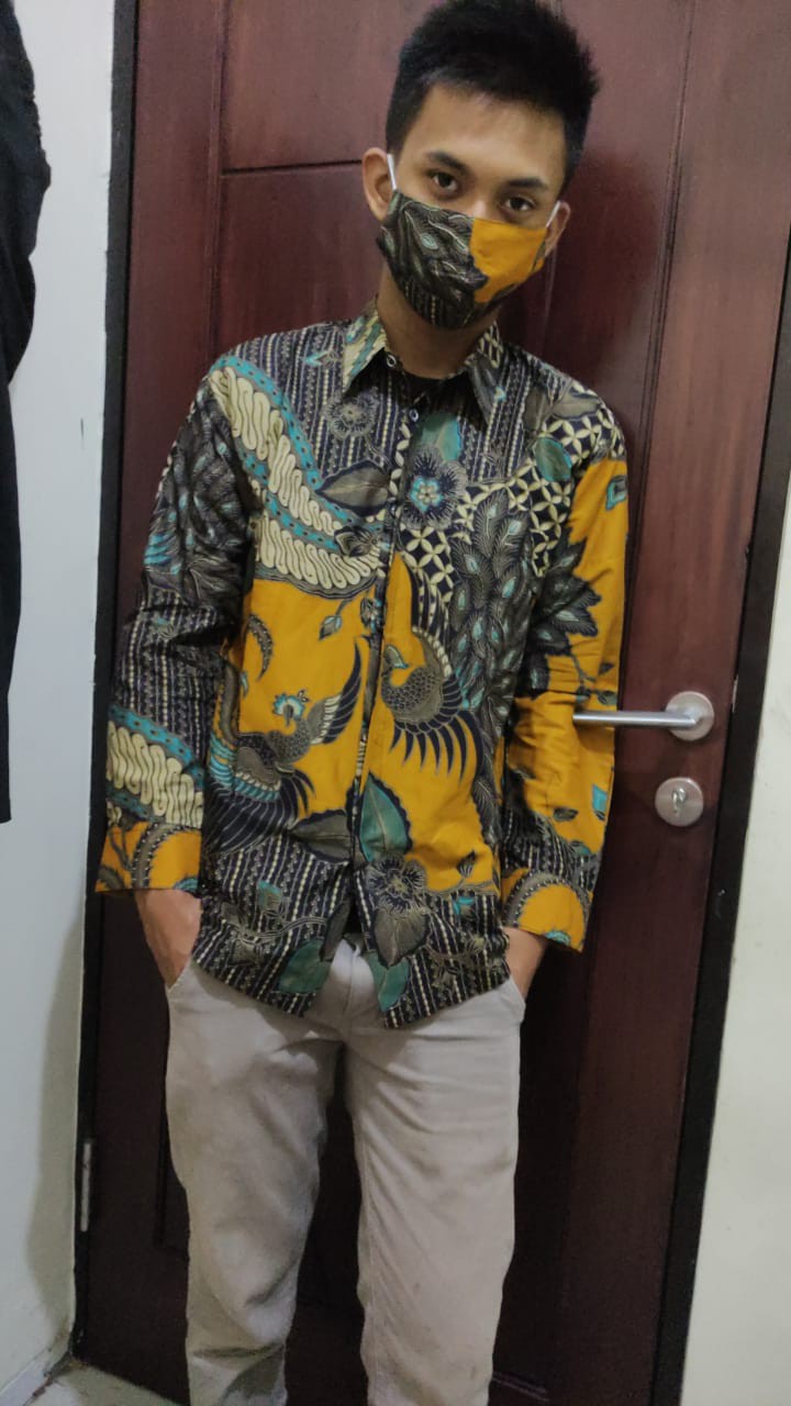 Kemeja Batik Ndoromesem Lengan Panjang Ndoromesem Kamulyan Kuning Katun Halus A116
