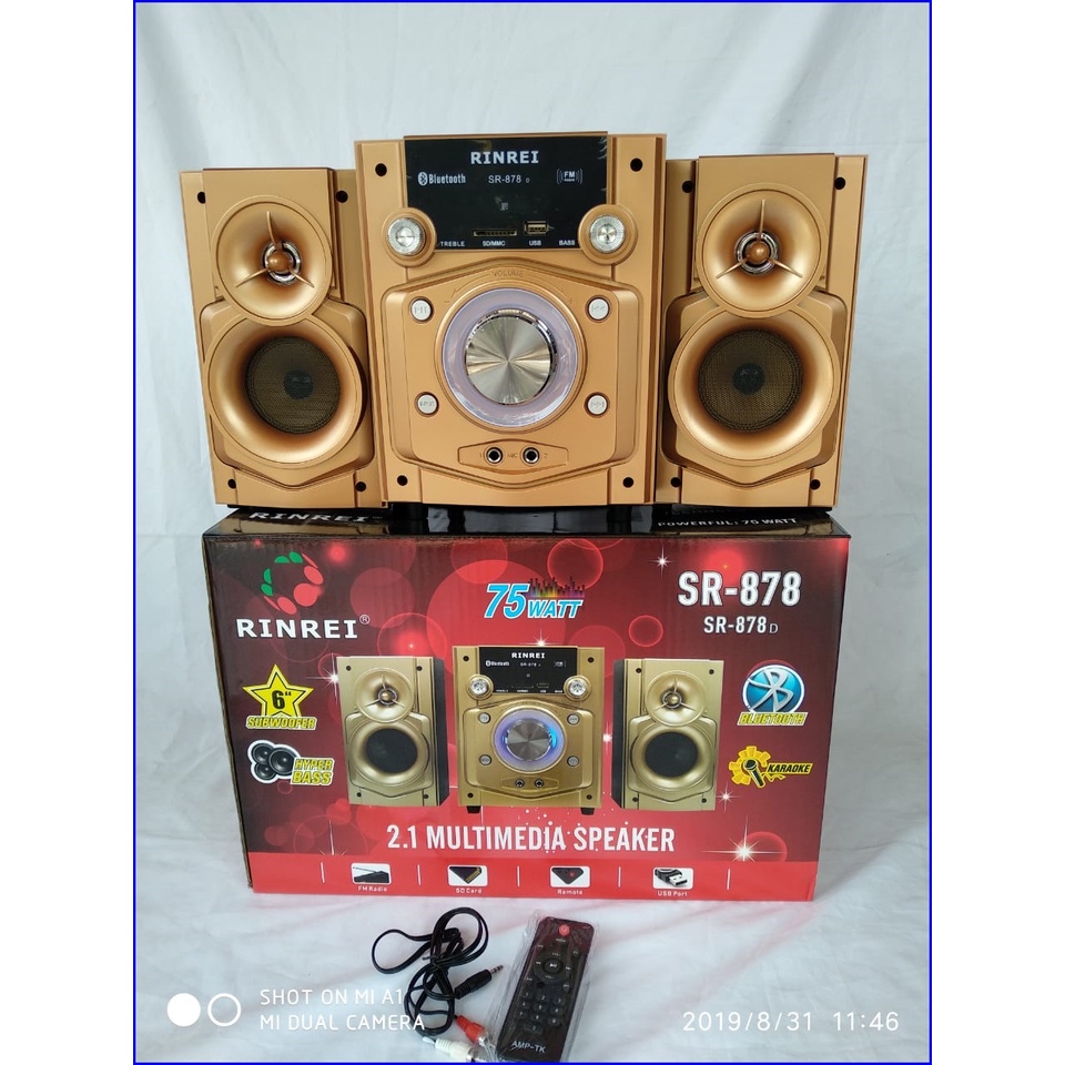 Speaker 2.1 Rinrei SR-878 D Dual Karaoke Suara Ngebass | Speaker Aktif Rinrei SR-878D Multimedia Bluetooth - Fm Radio - Sd Card - Usb | Free Mic Kabel | FMS