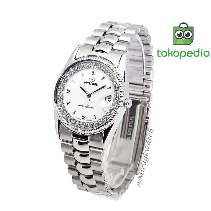 Jam tangan Wanita Mirage Permata Original Silver