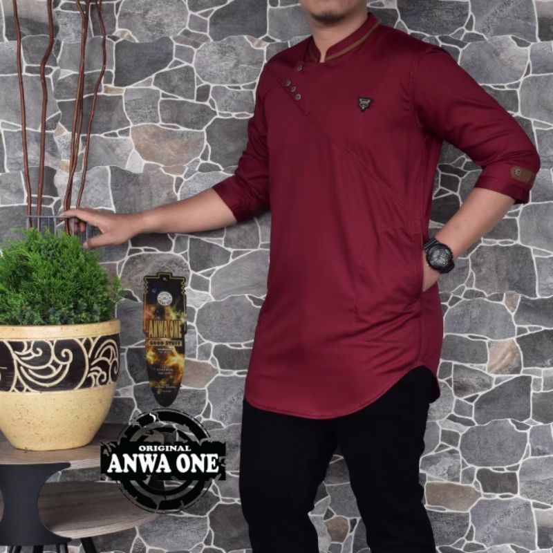 BAJU KOKO PAKISTAN PRIA ORIGINAL ANWA ONE MODEL KANCING SAMPING MURAH