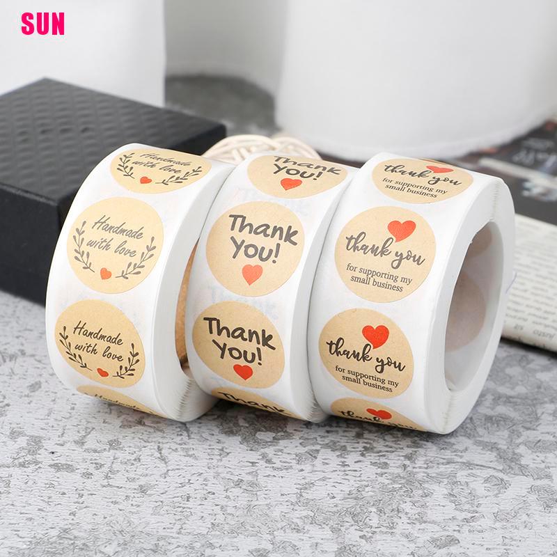 500 Pcs Stiker Label Bulat Tulisan Thank You