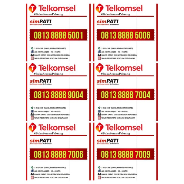 Nomorcantik simpati kwarted 8888 ribuan