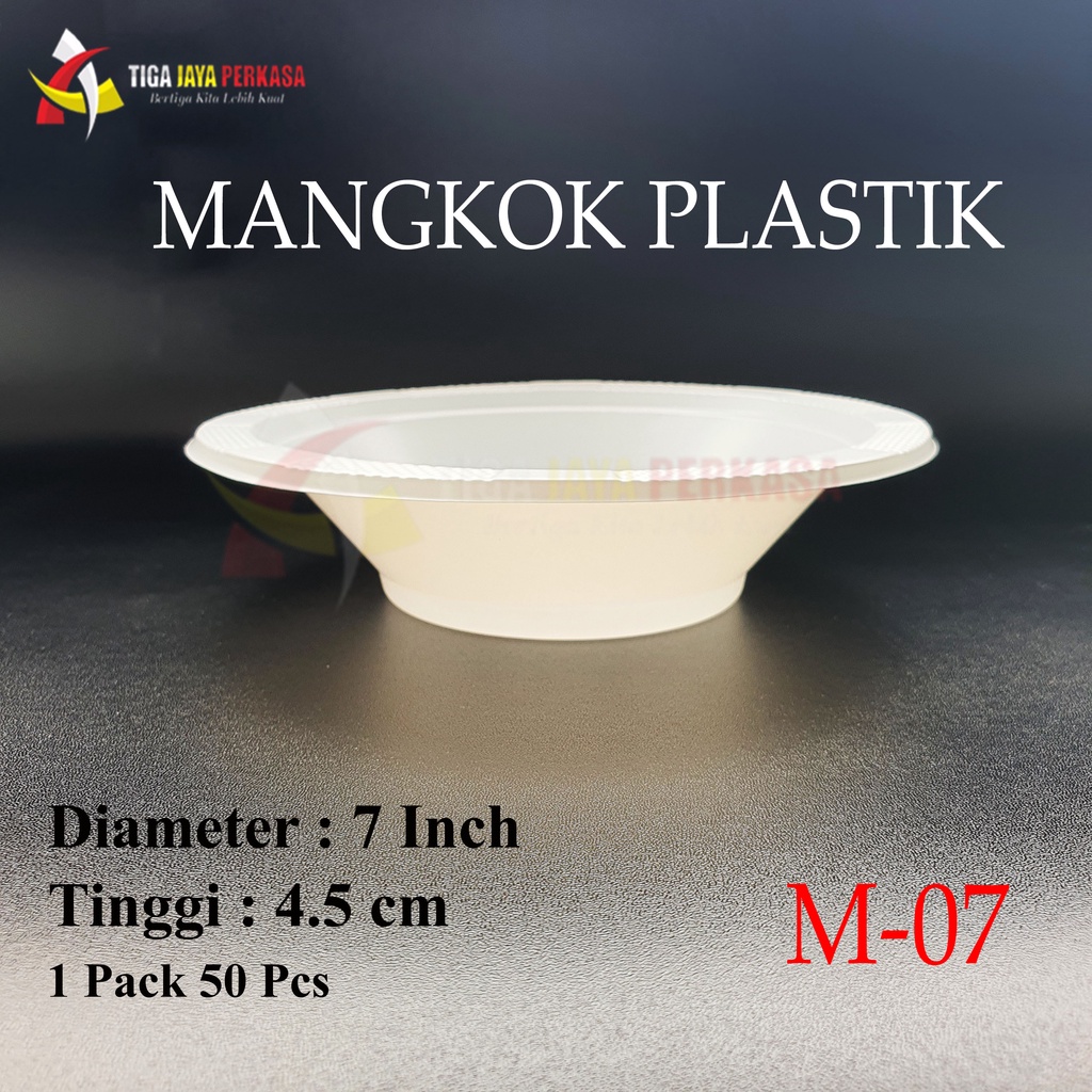 Mangkok Plastik Besar M7 MKP / Mangkok Plastik Sekali Pakai @50 Pcs