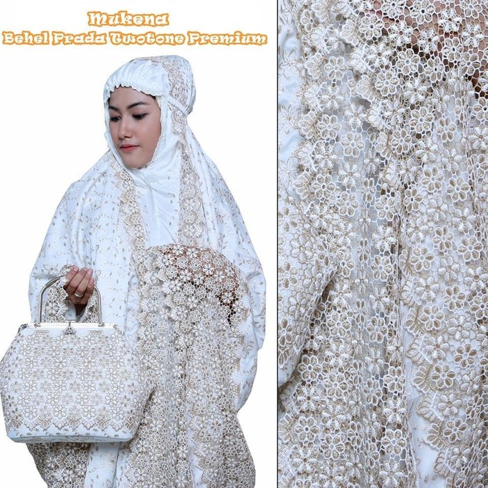 Mukena Dewasa Sutra Paris Mukena Dewasa Tas Behel PRADA TWOTONE PREMIUM Telekung Elegant Mewah
