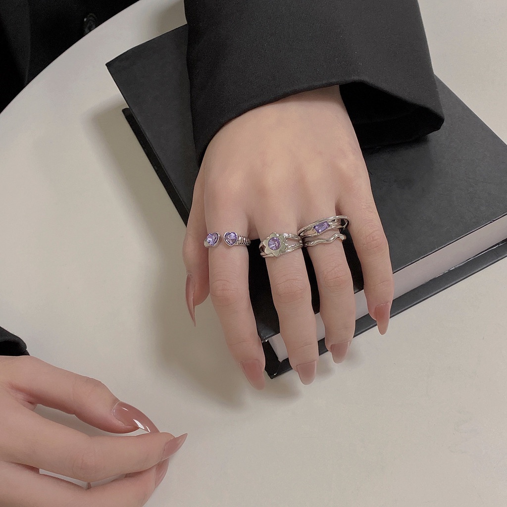 Cincin Model Terbuka Bentuk Bunga Geometris Untuk Fashion