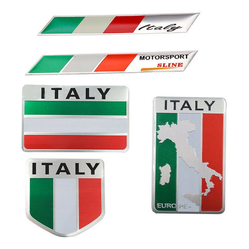 Skid Stiker Emblem 3D Motif Bendera Italia Bahan Aluminum Metal Untuk Dekorasi Mobil