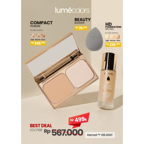 Bundling Lumecolors Foundation + Compact Powder + Beauty Blender