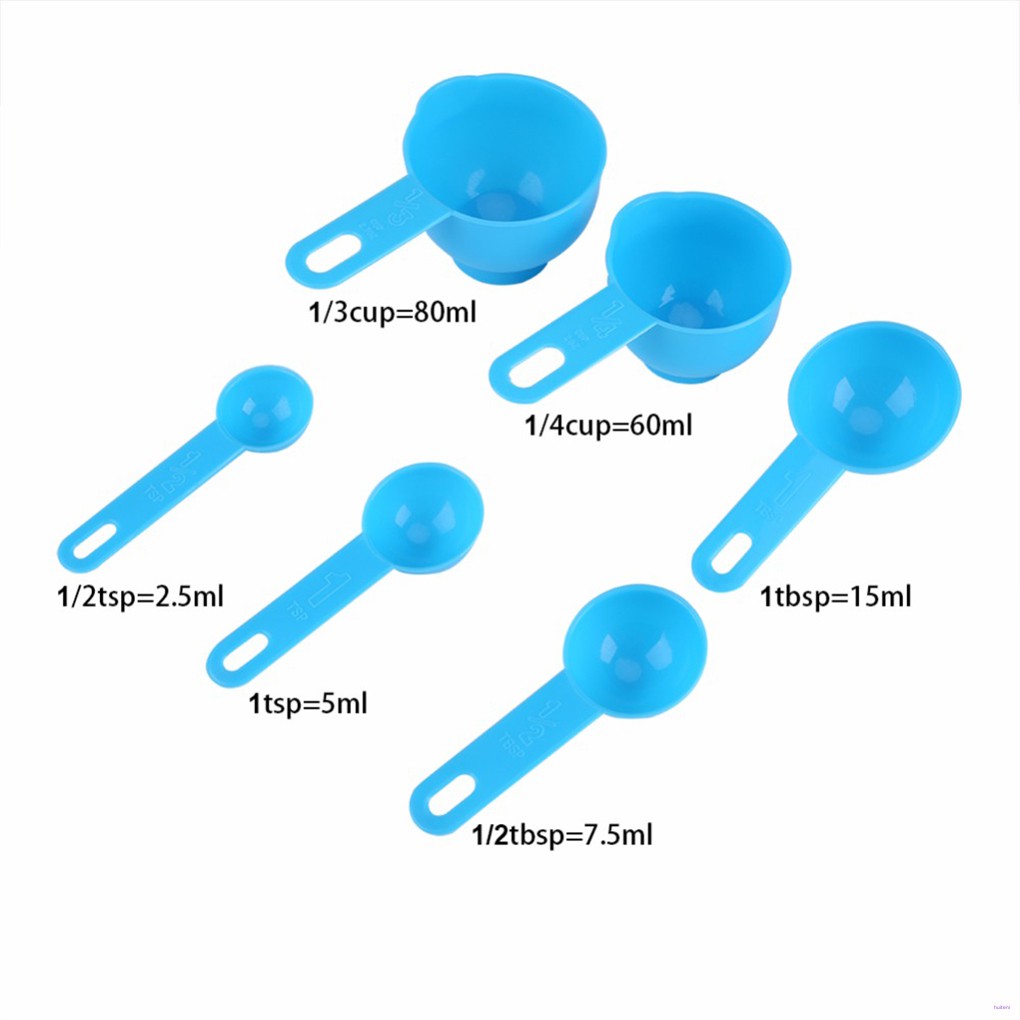 [READY STOCK] 7PCS/Set Plastic Measuring Cups with Spoons Measure Kitchen Utensil Cooking Scoops Sugar Cake Baking Scales Spoon