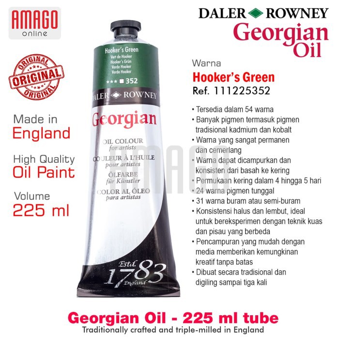 Cat Minyak Lukis DALER-ROWNEY Georgian Oil Paint 225 ml - Hookers Green -111225352