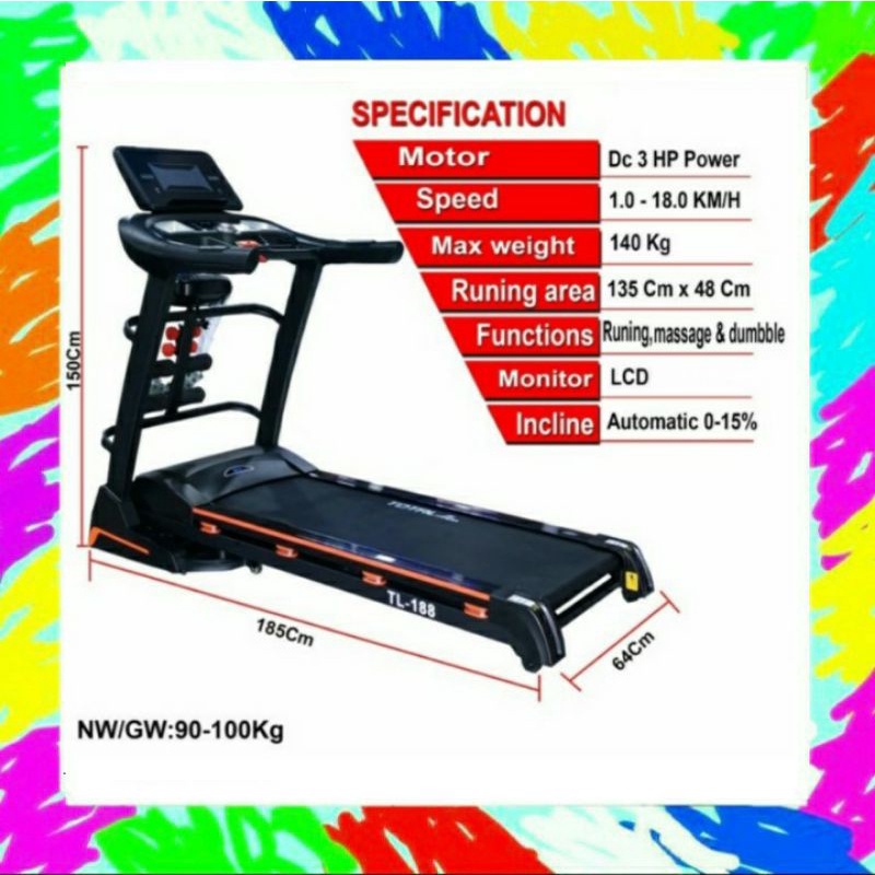 Treadmill elektrik 3hp TL188/Treadmill elektrik tl188/treadmill TL 188