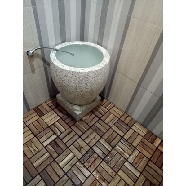 Lantai kayu jati Motif ZIGZAG UK 30x30cm / Decking tile Portable Kayu Jati