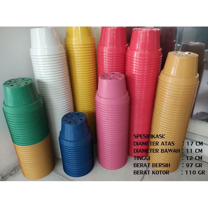 Hott Promo Pot 17 Cm Putih / Pink / Hijau / Merah / Biru / Coklat / Kuning