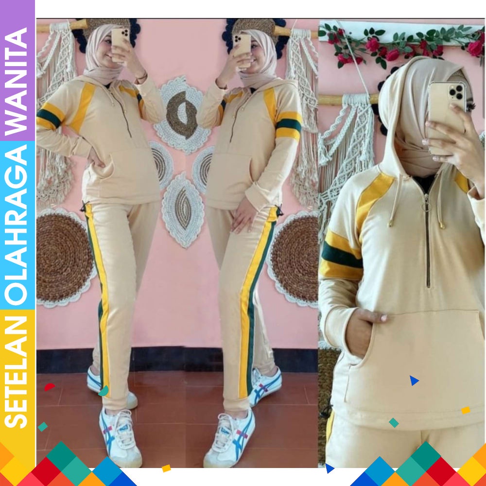 BAJU SENAM MURAH SXB SPORT ROXY SHAKA 2 WOMENS Setelan Baju Senam Olahraga Jaket Jogger Navy Lis G