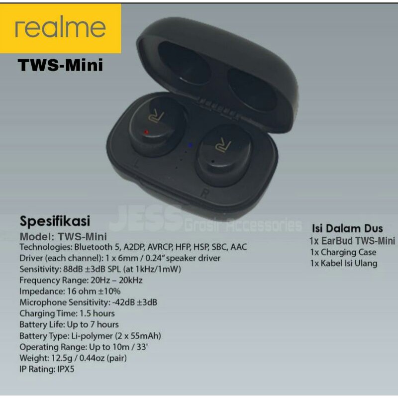 Headset Realme Sport Active Lite True Wireless Stereo Earbuds TWS Super Mini Earphone Bluetooth