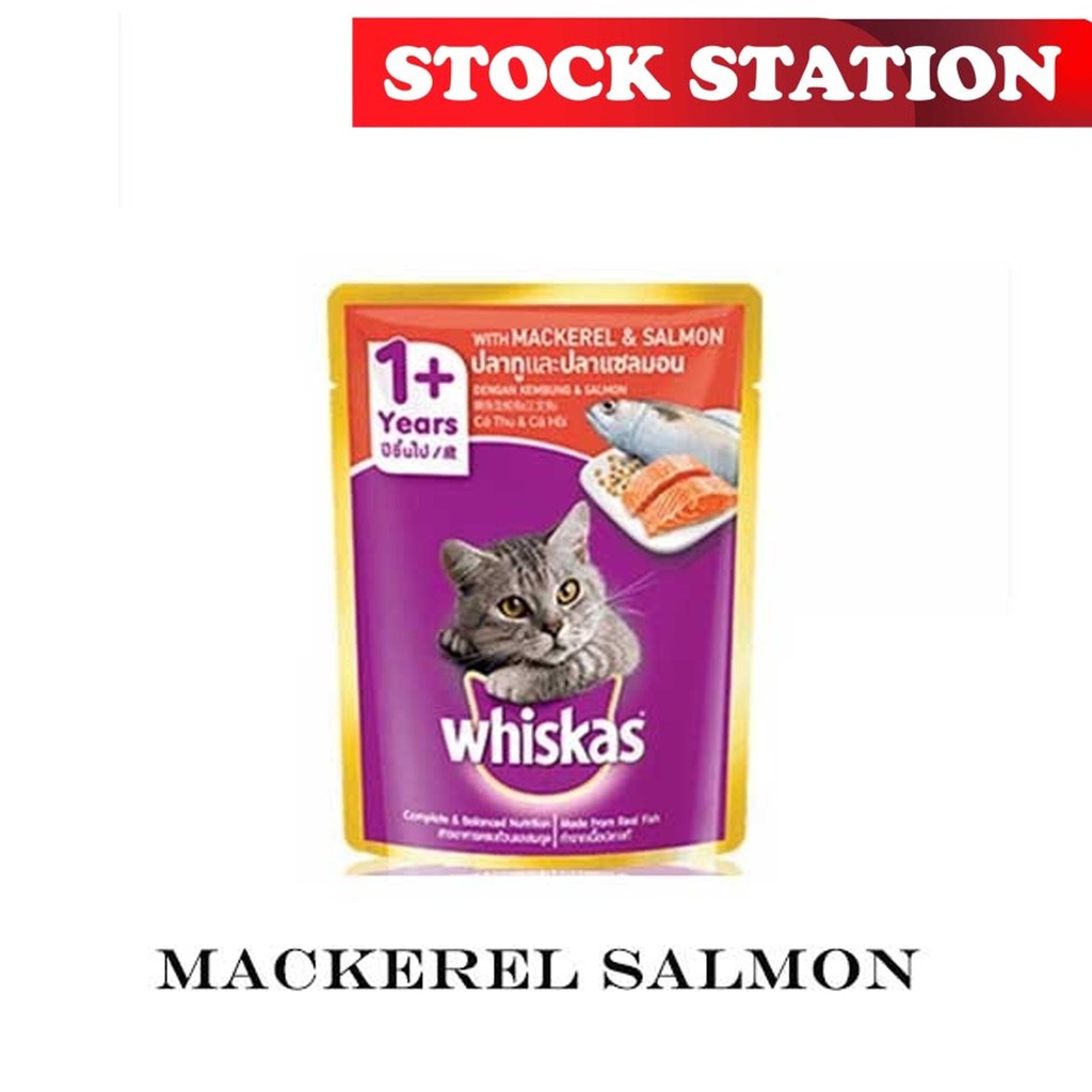 Whiskas Pouch Mackarel Salmon 80gr