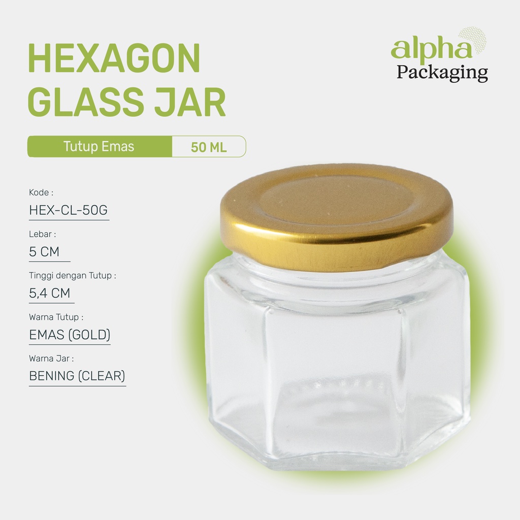 Toples Kaca Hexagon Premium 50ml 200ml 380ml - Jar Selai Botol Madu