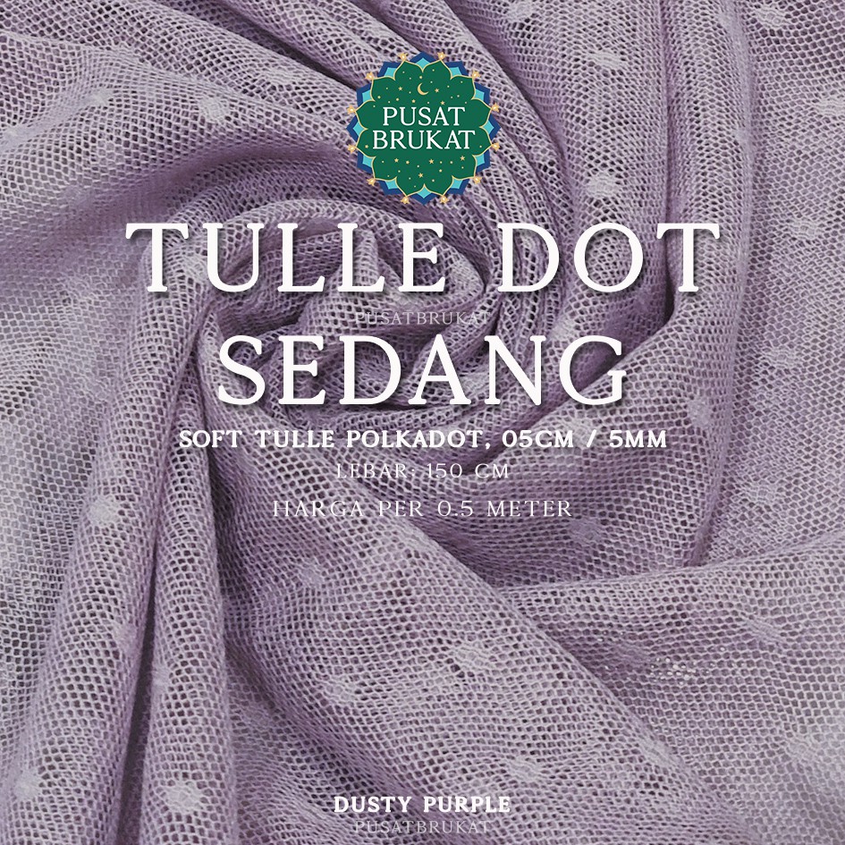 KAIN TILE DOT SEDANG 2 / DOTTY / SOFT TULLE POLKADOT #1, Ø 0.5CM / 5MM, Lebar: 150cm [harga per 0.5m