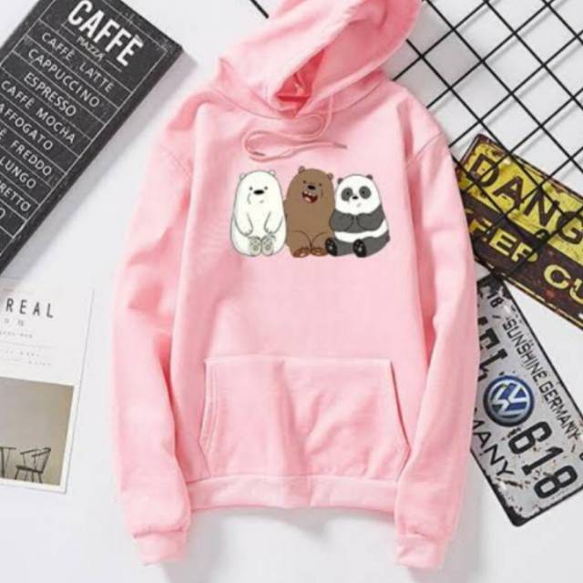  SWEATER  WANITA  WE BARE BEARS HOODIE CEWEK KOREA STYLE 