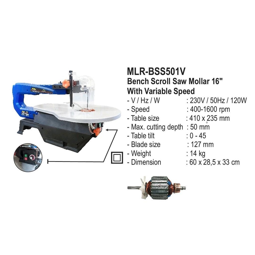 NEW Mollar 16" Mesin Scroll Saw BSS501V - Gergaji kayu ukir Variable speed