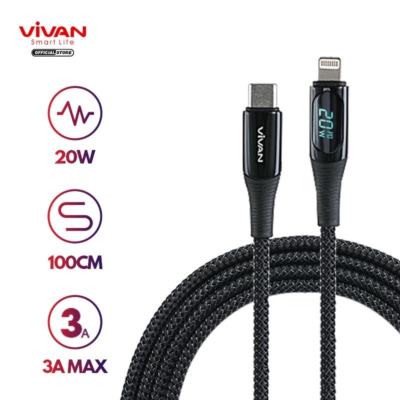 Kabel Data Vivan VCC100/VCL100 - Black Quick Charge