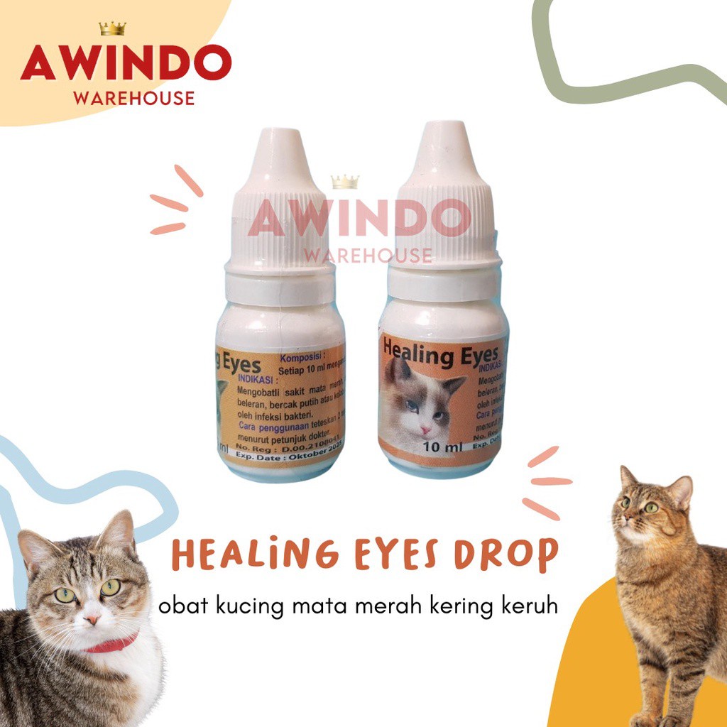 HEALING EYES - Obat Kucing Tetes Mata Kelabu Kering Selaput Infeksi Iritasi Merah Cat Kitten