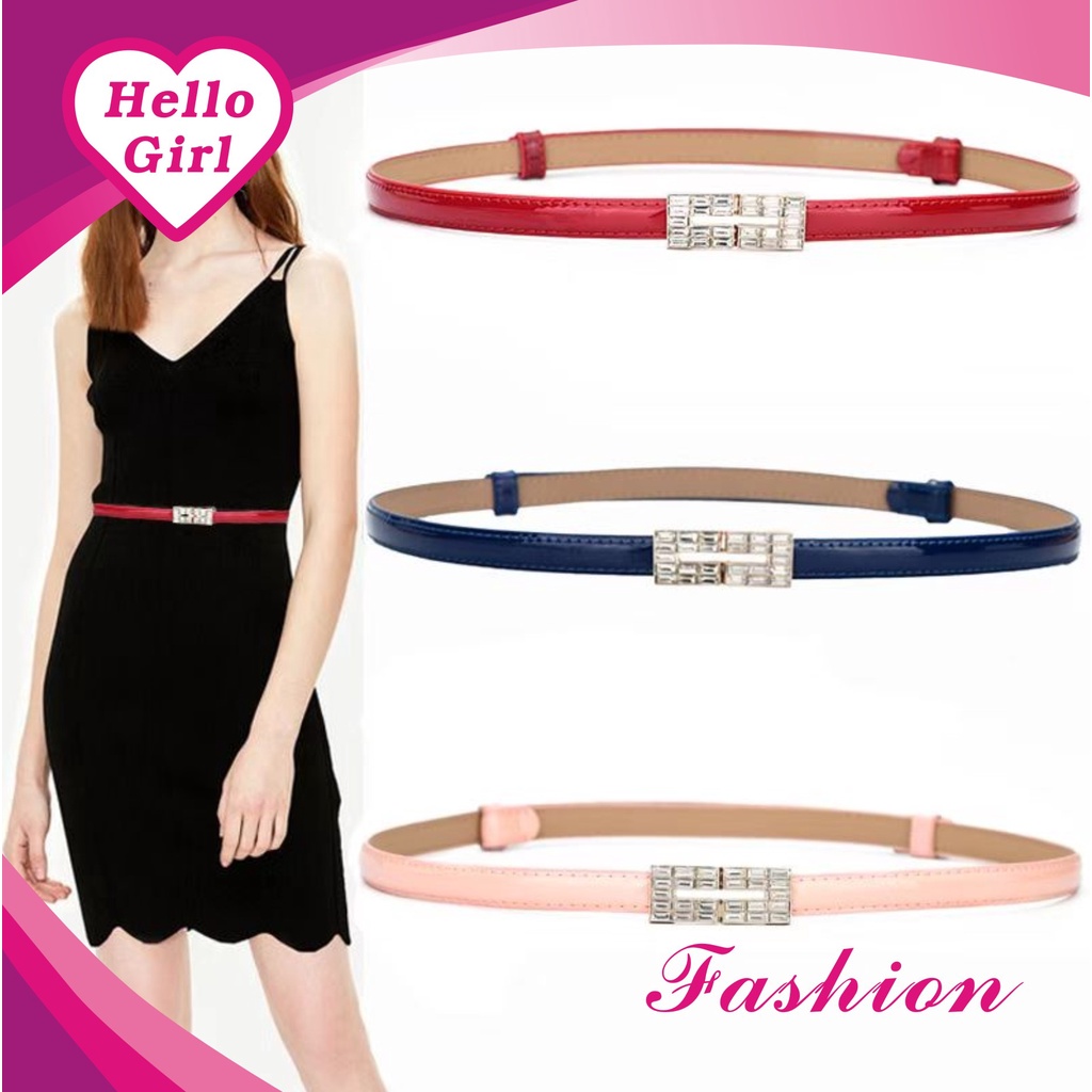 (Hello Girl) YD15 Ikat Pinggang Wanita Polos Thin Belt Korea Import