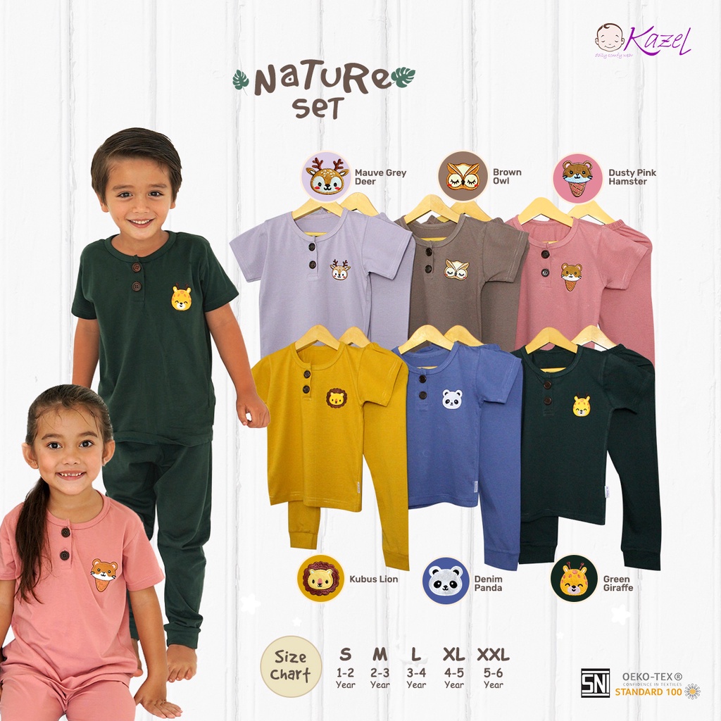 KAZEL NATURE SET BORDIR UNISEX 1PCS / BAJU BAYI ANAK 0-6 TAHUN [SNI]