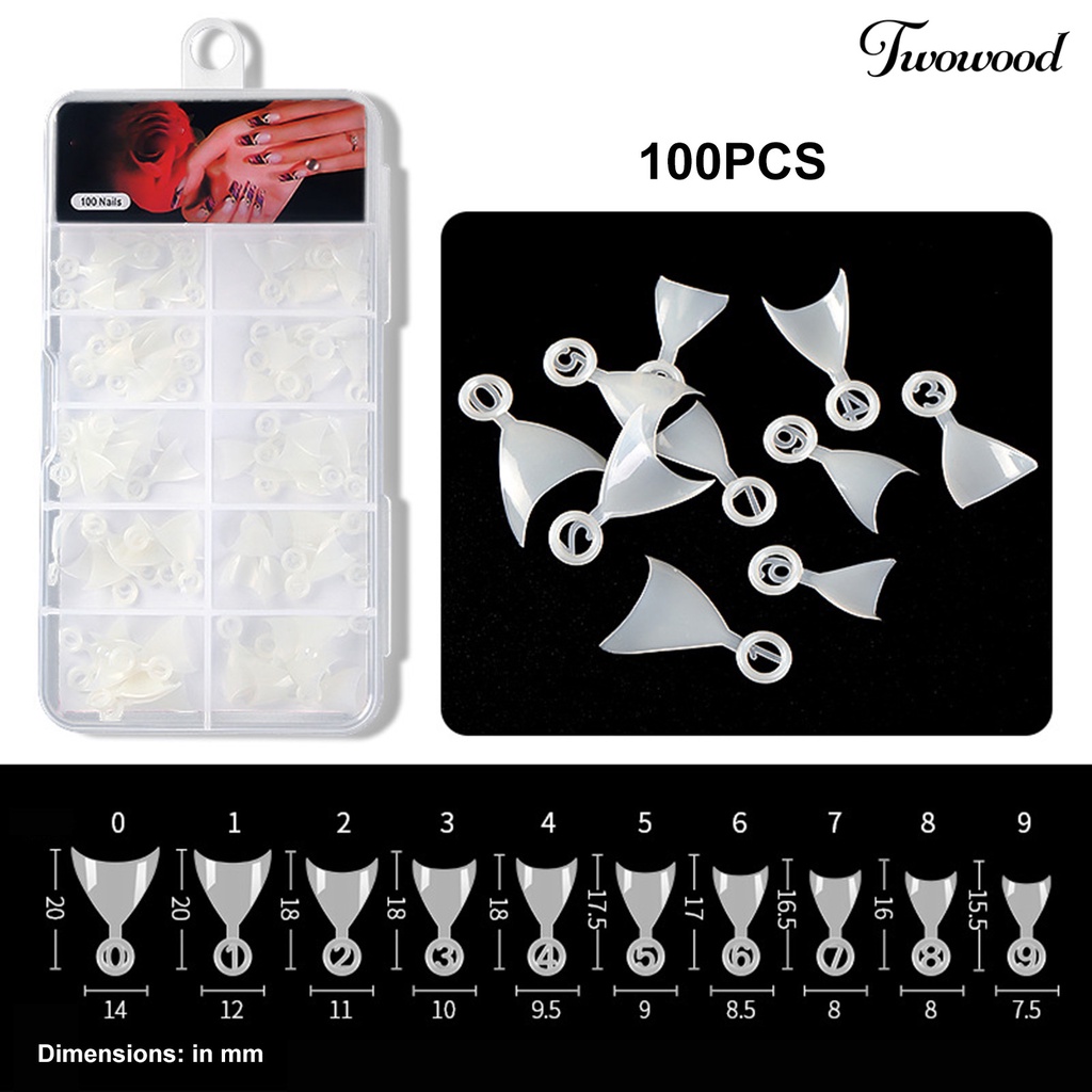 Twowood 100pcs Kuku Palsu Tambahan Model French Nail Art DIY