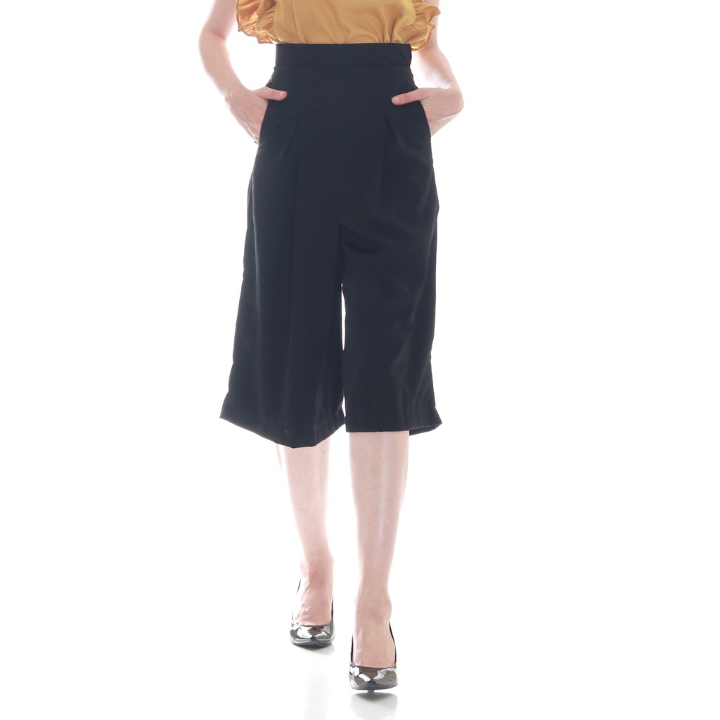 CELANA FASHION WANITA KULOT 7/8 MIDI KATUN – CREAM / COKLAT HITAM