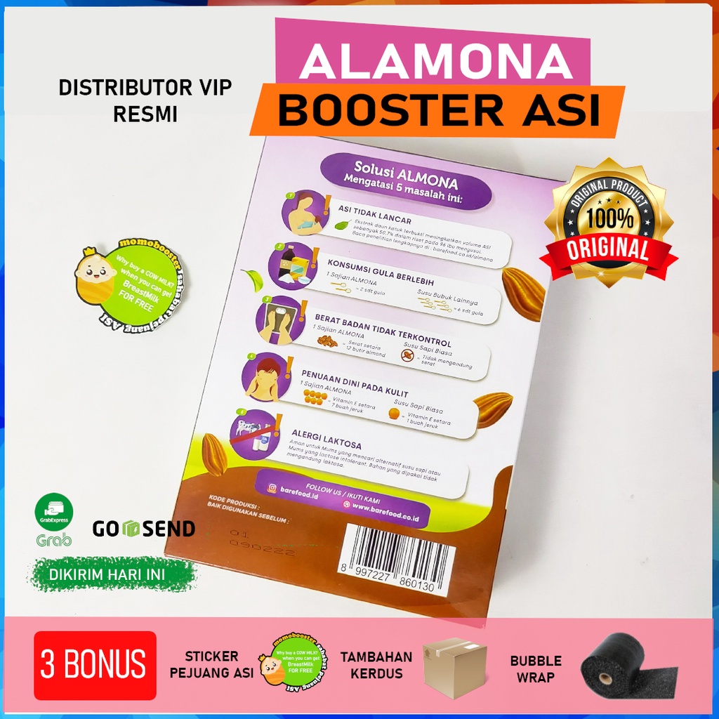 ALMONA Almond Milk Powder ASI BOOSTER with Daun Katuk - Rendah Gula - Tinggi Serat - Dairy Free