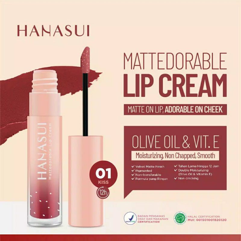 HANASUI MATTEDORABLE LIP CREAM - LIP CREAM HANASUI/ LIPSTICK TERLARIS