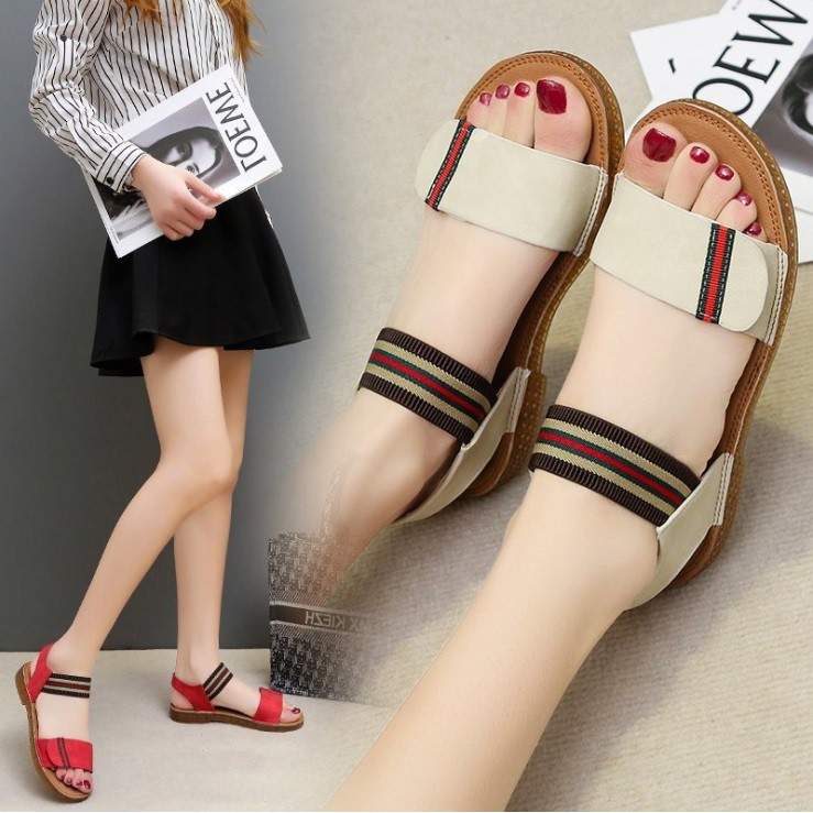 TBIG [COD] Sandal Tali Wanita Import FLATLIST Korea Style Santai Wanita Remaja Wedges