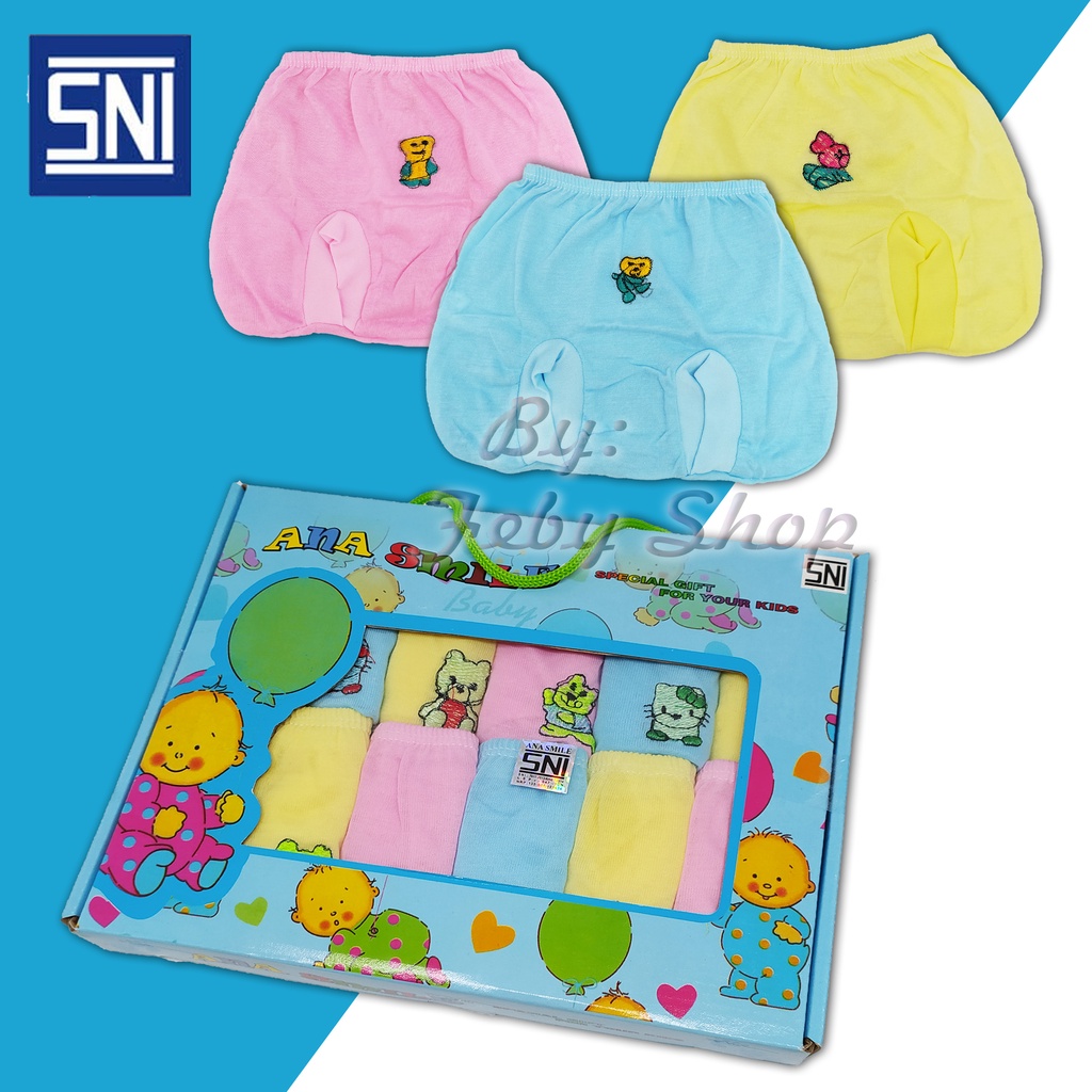 Isi 12/6 Celana Pop Bayi Ana Smile BOX  0 3 6 9 Bulan - Celana Kodok Kado Bayi Lucu Anasmile