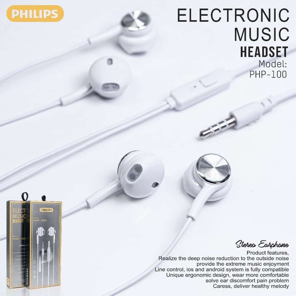HF HEADSET/EARPHONE PHILIPS HP-100 STEREO RICH BASS + PACK IMPORT
