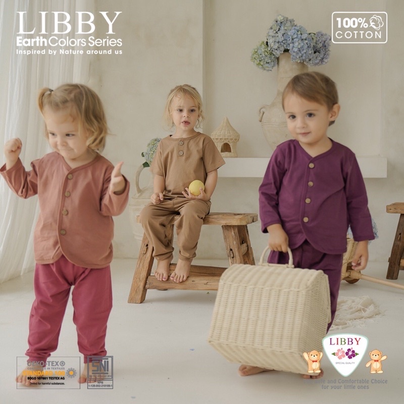 [1 Set] Baju Bayi Libby Earth Comfy Set Panjang