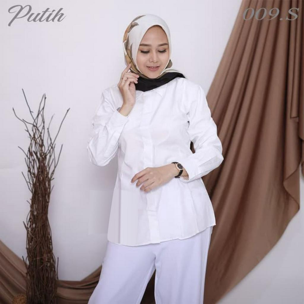 Kemeja Putih Wanita - Kemeja Kerja Wanita - Baju Kerja Kantor Lengan Panjang Wanita Formal - Hem Put