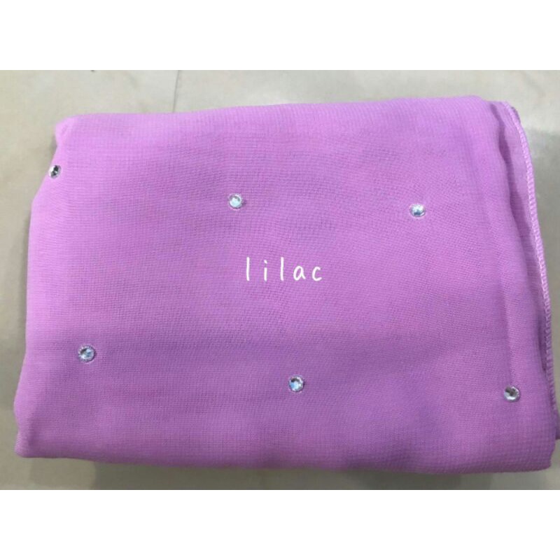 HIJAB SEGIEMPAT SWAROSKI 1KG MUAT 11 PCS-Lilac