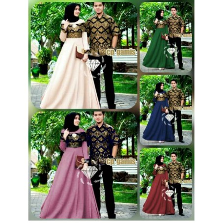BAJU COUPLE YASMIN LEBARAN (2021) HAFIZ&HAFIZAH FAMILY GAMIS PLUS KHIMAR BAJU COUPLE KELUARGA