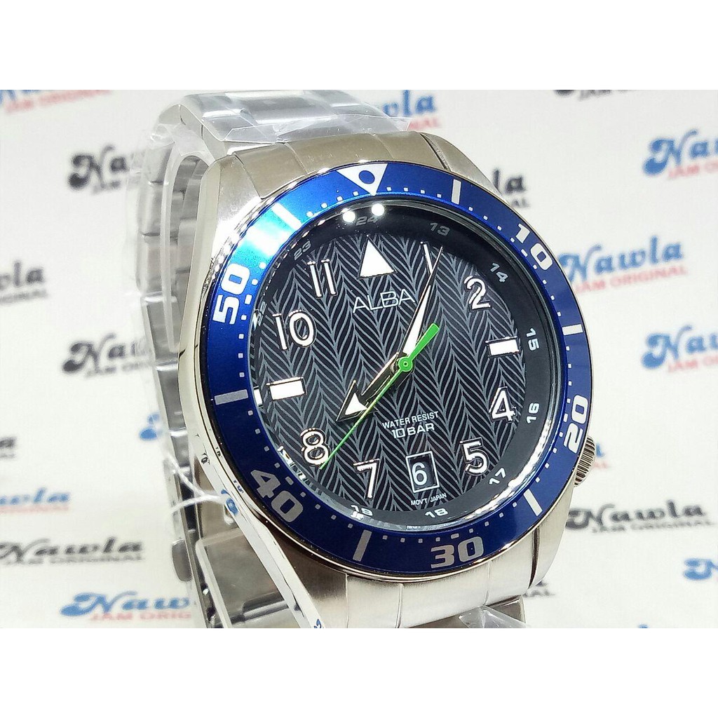 Alba Quartz AS9K41X1 Analog Blue Bezel - Jam Tangan Pria AS9K41