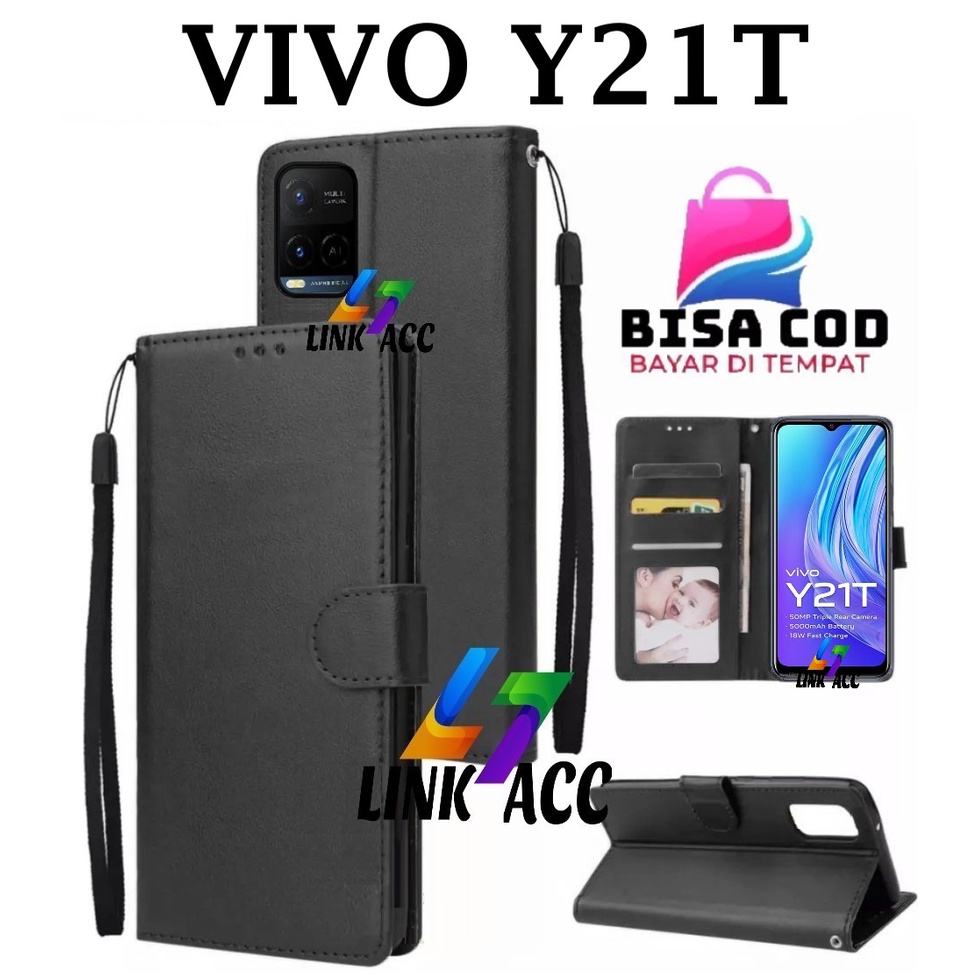 VIVO Y21T FLIP LEATHER CASE PREMIUM-FLIP WALLET CASE KULIT UNTUK VIVO Y21T - CASING DOMPET-FLIP COVE
