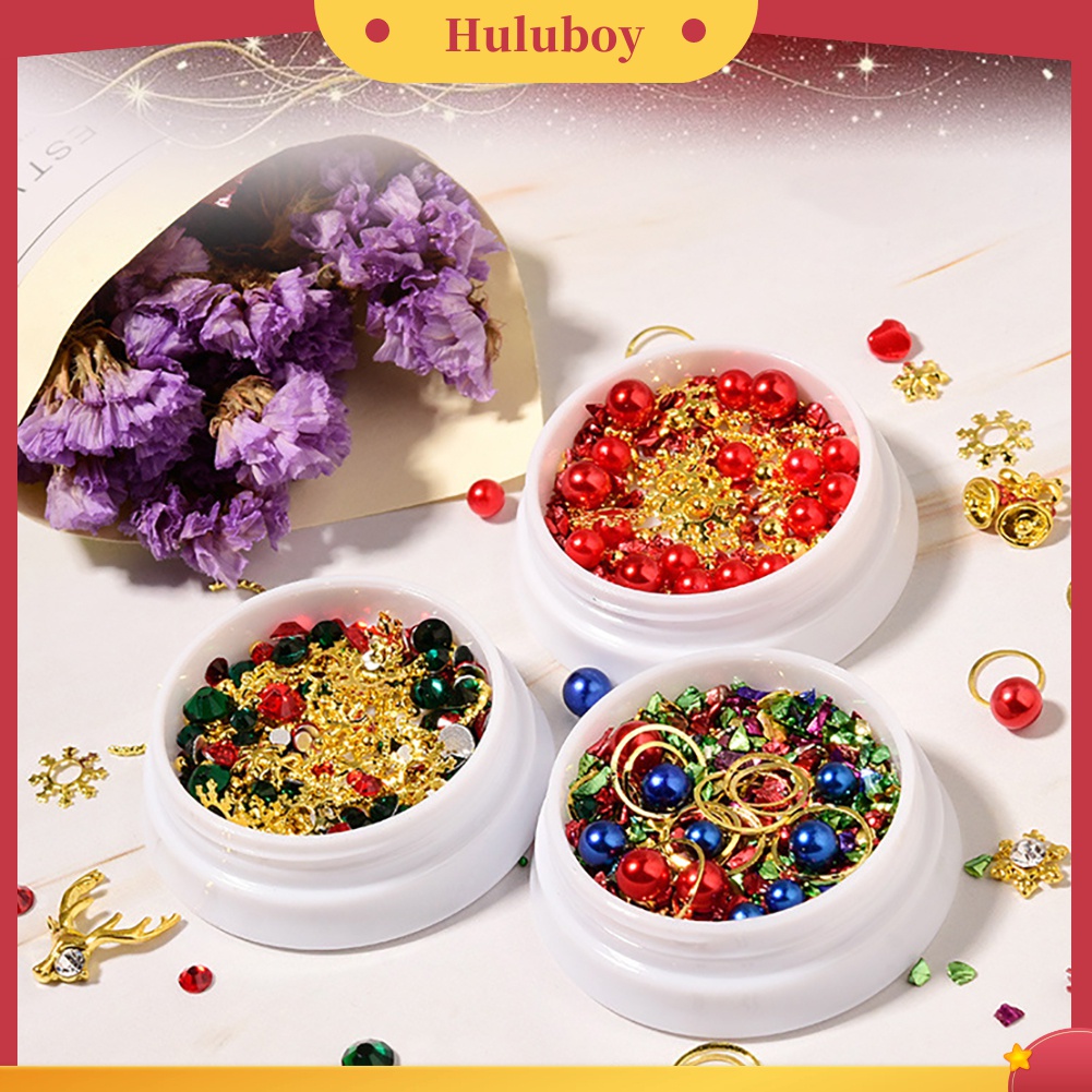 Huluboy Huluboy♡ Dekorasi Nail Art Bentuk Kepingan Salju Natal Bahan Alloy