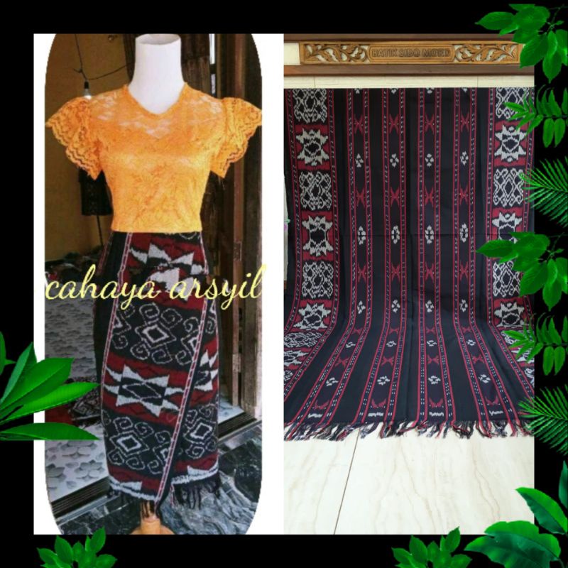 dress tenun Troso motif bintang kombinasi brokat kuning kunyit