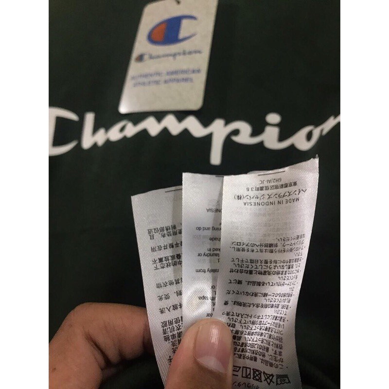 100% Original CMT Crewneck Champion Script Logo Hijau Botol