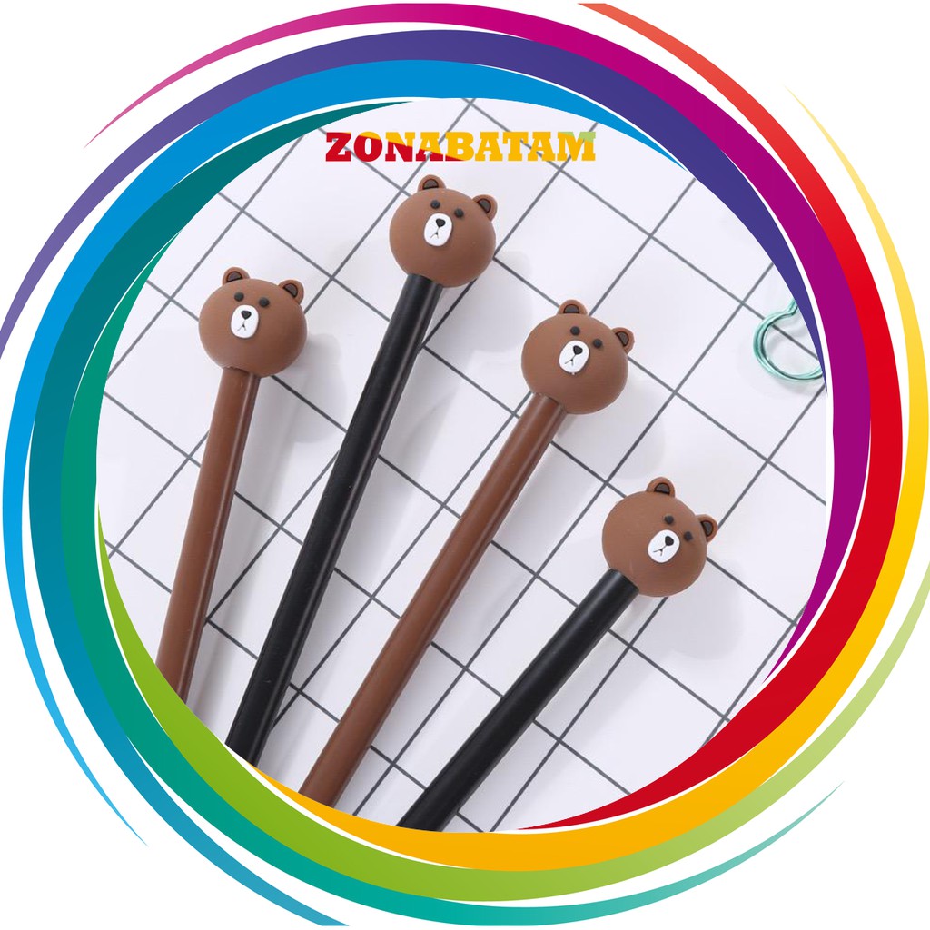 

❤️ZB❤️ R077 Pena Karakter Brown Lucu Kepala Line Pen Bear Pulpen Anak Sekolah Murah Import Batam