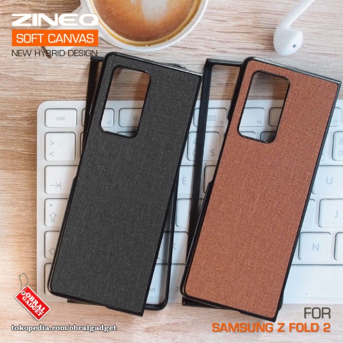 Soft Canvas Case Samsung Galaxy Z Fold 2 Hard Hardcase Softcase Casing - Cokelat