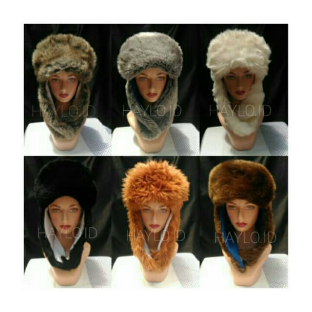 Topi Ushanka Fluffy / Topi Rusia / Topi Bulu