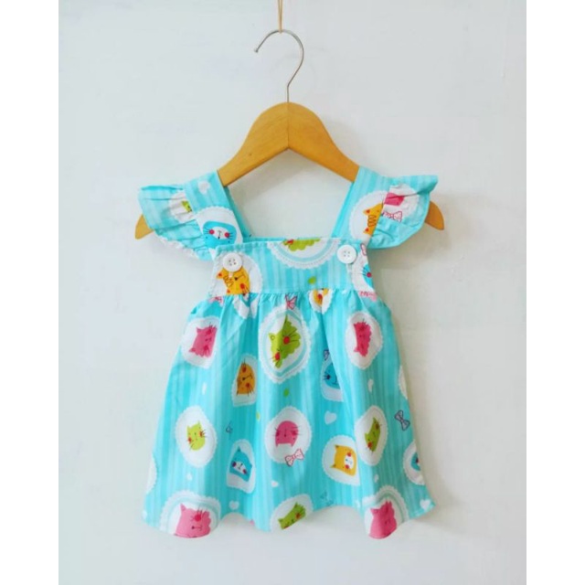 Dress Bayi Perempuan 0 6 12 18 Bulan Dress Overall Anak Bayi Murah-Biru