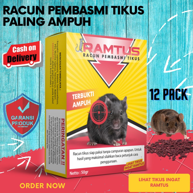 Ramtus Racun Tikus Ampuh Mati Kering Tidak Bau Pembasmi Curut Wirog Mencit Dirumah Di Mobil 12 Pack