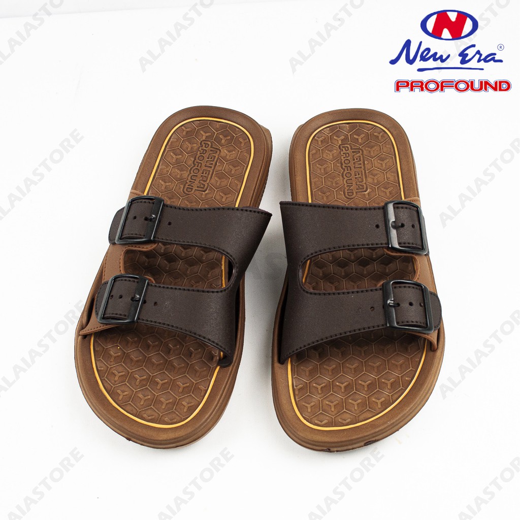 Sandal slop pria new era / sandal slop karet ban 2 - New Era MB E5018 (39-43) / sandal slop cowok-Coklat Muda